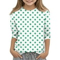 thumbnail image 1 of OGLCCG 3/4 Length Sleeve Girls Tops Casual Loose Fit Crewneck T Shirts Polka Dot Printing Three Quarter Length Tunic Tops 3-12 Years, 1 of 5