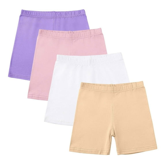 OGLCCG 4 Pack Girls Bike Shorts Cartwheel Breathable and Safety Cotton Under Dress Dance Shorts Solid Color Runing Shorts for Kids Size 5-14 Years