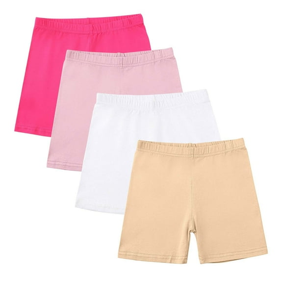 OGLCCG 4 Pack Girls Bike Shorts Cartwheel Breathable and Safety Cotton Under Dress Dance Shorts Solid Color Runing Shorts for Kids Size 5-14 Years