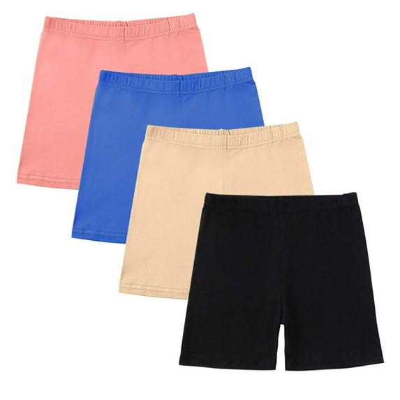 OGLCCG 4 Pack Girls Bike Shorts Cotton Under Dress Dance Cartwheel Shorts for Teens Kids Summer Clothes Multicolor Size 5-14 Years