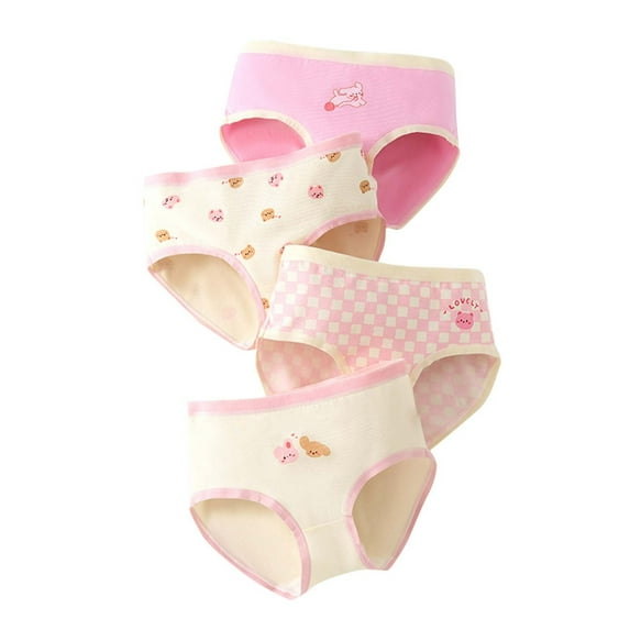 OGLCCG 4 Pack Girls Cotton Underwear Toddler Seamless No Show Panties Cartoon Printed Tagless Soft Briefs Underpants for 1.5-16 Years