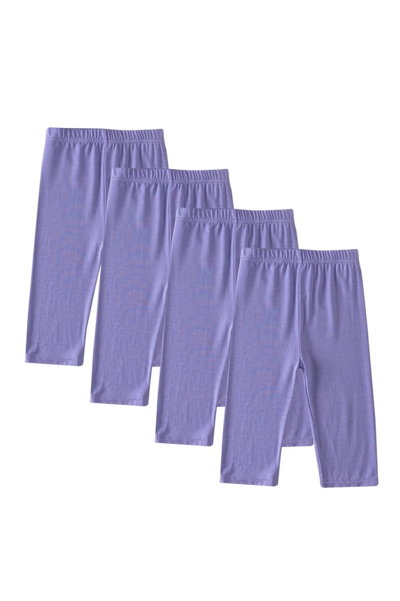 4 Pack Toddler Girls Athletic Capri Leggings Kids Slim Fit Yoga Pants with Pockets Teen Girls Stretch Dance Running Workout Pants 2-13 Years