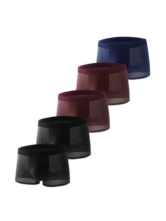 5 Pack Men's Underwear with Pouch Seamless Performance Moisture Wicking Boxers Briefs Ultra Soft Breathable Tagless Underwear