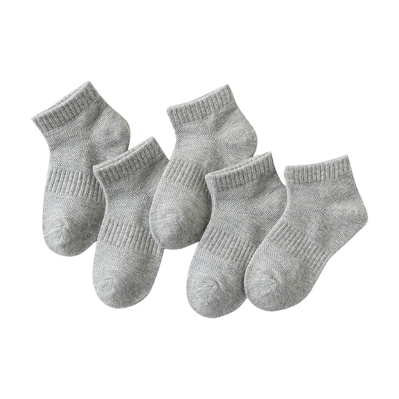 OGLCCG 5 Pairs Kids Athletic Socks Boys Girls Classics Cotton School Socks Solid Color Breathable Casual Low Cut Sports Socks 1-12 Years