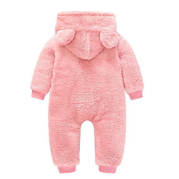 OGLCCG Baby Fleece Jumpsuits, Infant Newborn Plush Sleepwear Hooded Romper Warm Coat Flannel Fleece Jumpsuit Fuzzy Outwear