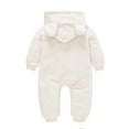 thumbnail image 1 of OGLCCG Baby Fleece Jumpsuits, Infant Newborn Plush Sleepwear Hooded Romper Warm Coat Flannel Fleece Jumpsuit Fuzzy Outwear, 1 of 3