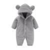 thumbnail image 1 of OGLCCG Baby Furry Jumpsuit with Cute Bear Infant Button Long Sleeve Warm Fleece One-Piece Romper Hooded Snowsuit Rompers for Fall Winter 0-12 Month, 1 of 5