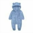 thumbnail image 1 of OGLCCG Baby Furry Jumpsuit with Cute Bear Infant Zipper Long Sleeve Warm Fleece One-Piece Romper Hooded Snowsuit Rompers for Fall Winter 0-12 Month, 1 of 4