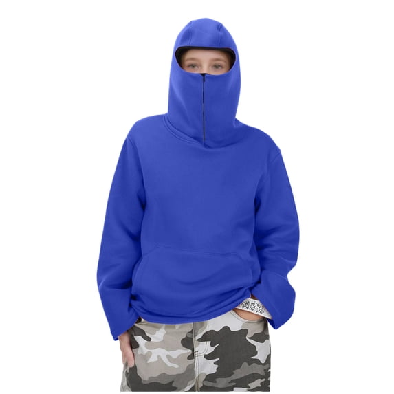 OGLCCG Balaclava Hoodie for Kids Zip Face Mask Long Sleeve Fleece Hooded Sweatshirt Fall Winter Soft Warm Pullover Tops For Girls Boys 3-15 Years