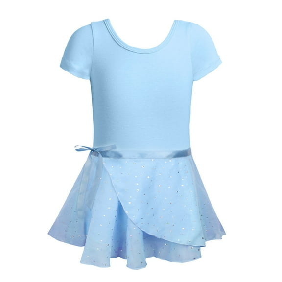 OGLCCG Ballet Leotards for Girls Soft Sleeve Cotton Dance Skirted Leotard Soft Comfortable Kids Ballet Tutu Dress Dancewear 2-13 Years