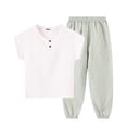 thumbnail image 1 of OGLCCG Boy's 2 Pieces Sets Short Sleeve Henley T Shirt and Baggy Sweatpants Summer Beach Matching Outfits 0-8 Years, 1 of 5