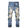 thumbnail image 1 of OGLCCG Boy's Ripped Jeans Fashion Stacked Destroyed Distressed Stretch Skinny Fit Denim Pants with Pockets Lightweight Jeans Pants 4-14 Years, 1 of 3