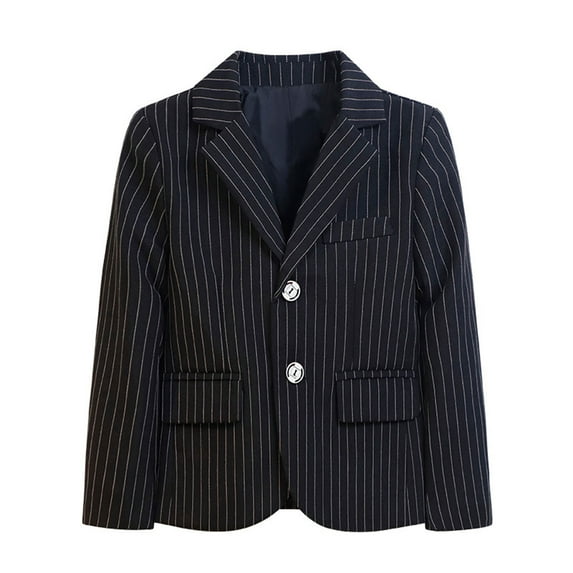 OGLCCG Boy's Striped Suit Jackets Casual Button Notch Lapel Flap Pocket Formal Dress Jacket School Slim Fit Sport Coat For Kids 2-16 Years