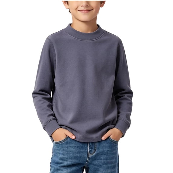 OGLCCG Boy's Thermal Top Cotton Mock Neck Long Sleeve Shirts for Boys Fall Winter Basic Layering Undershirt(Gray,4-5 Years)