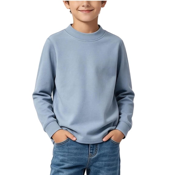 OGLCCG Boy's Thermal Top Cotton Mock Neck Long Sleeve Shirts for Boys Fall Winter Basic Layering Undershirt(Sky Blue,7-8 Years)