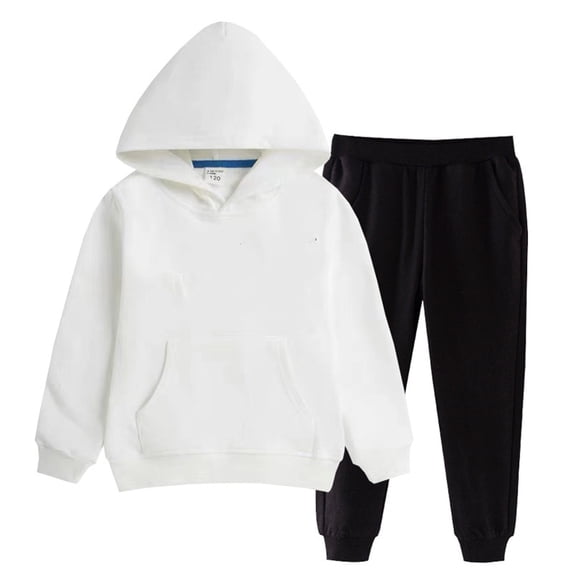 OGLCCG Boys' 2 Piece Sweatsuit Set Cotton Long Sleeve Hoodie Top and Long Sweatpants Set Solid Color Fall Outfits for Girl Boy 2-15 Years