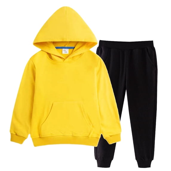 OGLCCG Boys' 2 Piece Sweatsuit Set Cotton Long Sleeve Hoodie Top and Long Sweatpants Set Solid Color Fall Outfits for Girl Boy 2-15 Years
