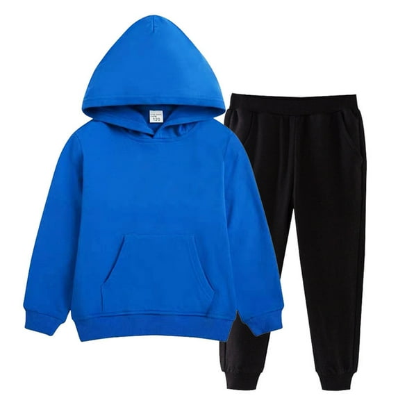 OGLCCG Boys' 2 Piece Sweatsuit Set Cotton Long Sleeve Hoodie Top and Long Sweatpants Set Solid Color Fall Outfits for Girl Boy 2-15 Years