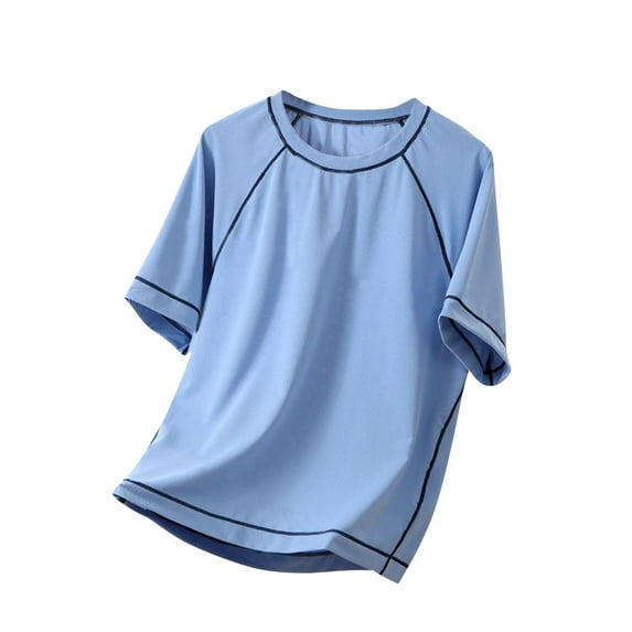 OGLCCG Boys Athletic Shirts Kids Short Sleeve Quick Dry Active Sports Tops Solid Color Casual Activewear Tees Shirt 3-16 Years