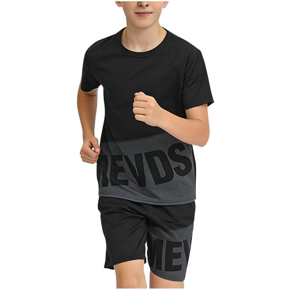 OGLCCG Boys Athletic Shorts Set 2 Piece Active Short Sleeve T Shirt and Sports Shorts Summer Performance Running Tracksuit for Teens 12-16 Years