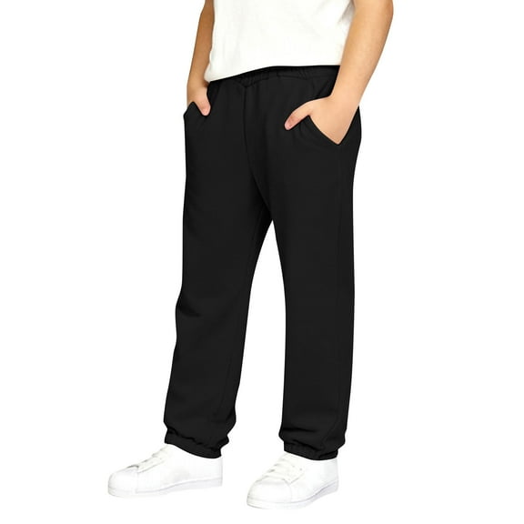 OGLCCG Boys Baggy Sweatpants Cross High Waisted Straight Leg Fleece Sweat Pants with Pockets Casual Winter Soft Warm Athletic Joggers 4-15 Years