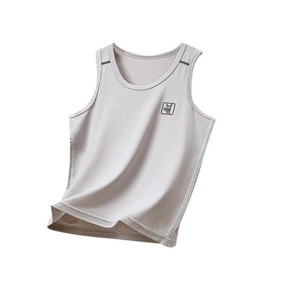 OGLCCG Boys Basic Tank Top Cotton Crewneck Summer Sleeveless T-Shirt Solid Color Comfort Breathable Undershirts for Kids 3-14 Years