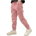thumbnail image 1 of OGLCCG Boys Cargo Joggers Casual Elastic Wasit Tapered Ankle Pants Kids Slim Fit Athletic Sweatpants with Pockets 3-14 Years, 1 of 7