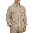 thumbnail image 1 of OGLCCG Boys Corduroy Shirts Kids Western Long Sleeve Botton Down Shirts Casual Fall Lapel Collared Shacket Jacket Size 4-14(Khaki,12 Years), 1 of 6