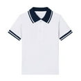 thumbnail image 1 of OGLCCG Boys Cotton School Uniform T Shirts Short Sleeve Striped Collared Button Closure Tees Tops Loose Fit Soft Performance Shirts 2-15 Years, 1 of 4