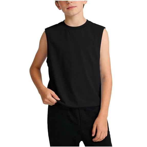 OGLCCG Boys Cotton Workout Tank Tops Gym Athletic Bodybuilding Sleeveless Shirt Loose Fit Performance Sports Muscle Tshirts 2-13 Years