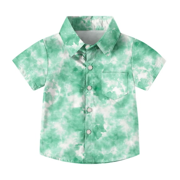 OGLCCG Boys Dress Shirts Tie Dye Button Down Short Sleeve Blouse Shirt Kids Summer Casual Lightweight Shirts with Pockets 2-15 Years