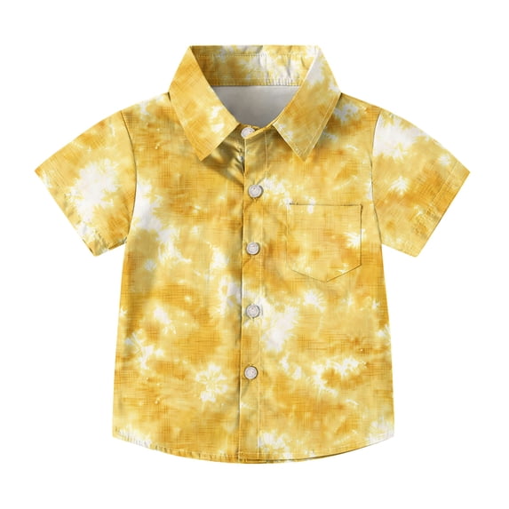 OGLCCG Boys Dress Shirts Tie Dye Button Down Short Sleeve Blouse Shirt Kids Summer Casual Lightweight Shirts with Pockets 2-15 Years