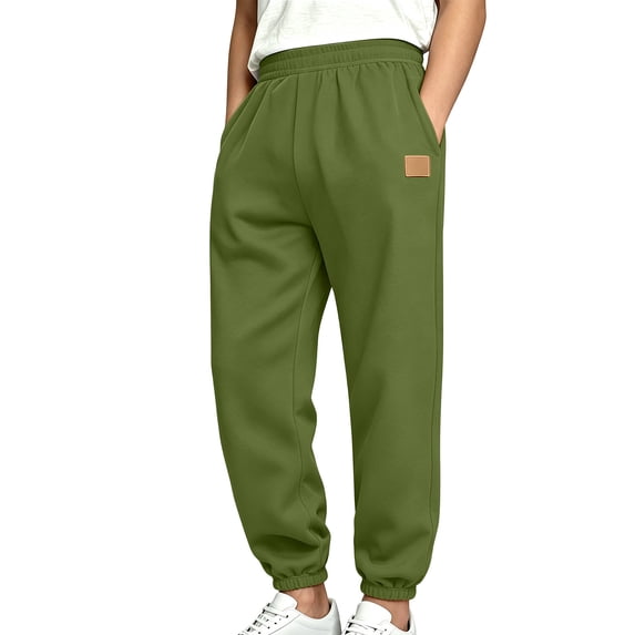 OGLCCG Boys Fleece Joggers Fall Winter Baggy Boys Sweatpants Elastic Waist Athletic Pants with Pockets(Army Green,7 Years)