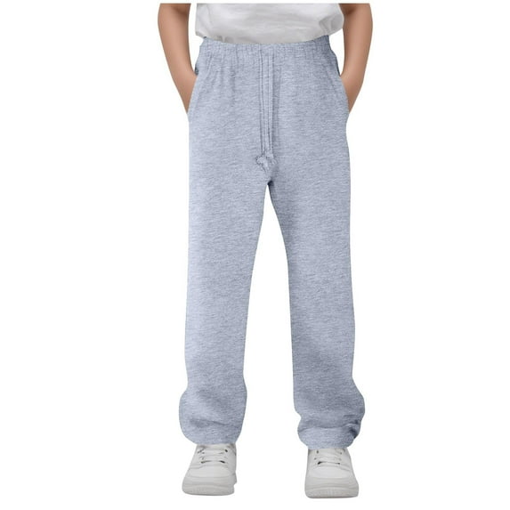 OGLCCG Boys Fleece Sweatpants Kids' Youth Open Bottom Straight Leg Jogger Pants Fall Winter Athletic Workout Pants with Pockets 5-15 Years