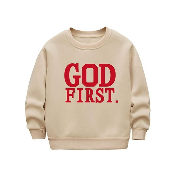 OGLCCG Boys Fleece Sweatshirts Letter Printed Warm Crewneck Long Sleeve Pullover Shirt Lightweight Loose Fit Winter Top 2-12 Years