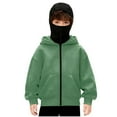 thumbnail image 1 of OGLCCG Boys Girls Balaclava Hoodie Fall Winter Double Layer Hooded Sweatshirt Jacket Full Zip Fleece Lined Warm Coats with Pockets 4-15 Years, 1 of 4