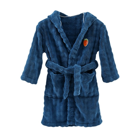 OGLCCG Boys Girls Bathrobe Plaid Printd Soft Towel Hooded Robe with Pockets for Kids Terry Cloth Robes Sleepwear 3-12 Years