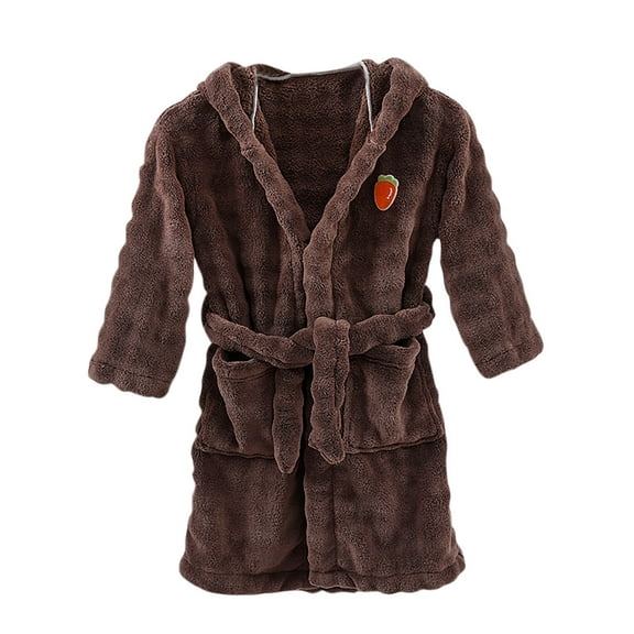 OGLCCG Boys Girls Bathrobe Plaid Printd Soft Towel Hooded Robe with Pockets for Kids Terry Cloth Robes Sleepwear 3-12 Years