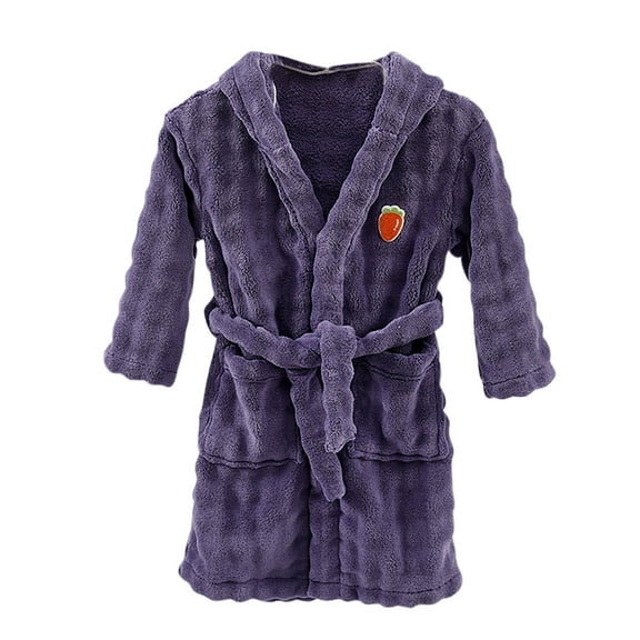 OGLCCG Boys Girls Bathrobe Plaid Printd Soft Towel Hooded Robe with Pockets for Kids Terry Cloth Robes Sleepwear 3-12 Years
