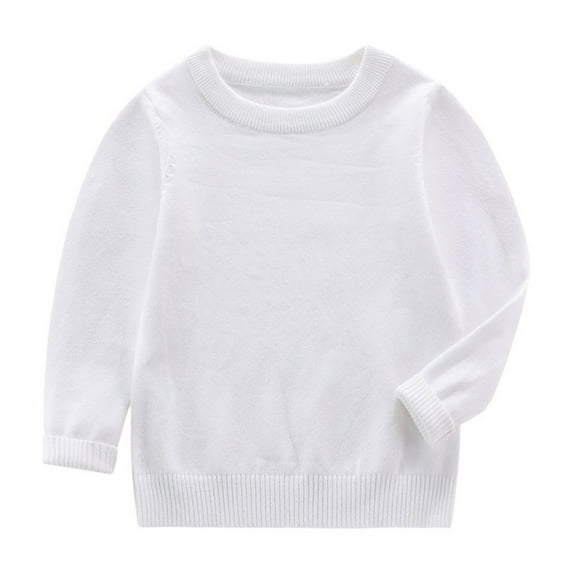 OGLCCG Boys Girls Crewneck Sweater Soft School Uniform Sweater for Kids Solid Color Winter Warm Pullover Tops 2-12 Years