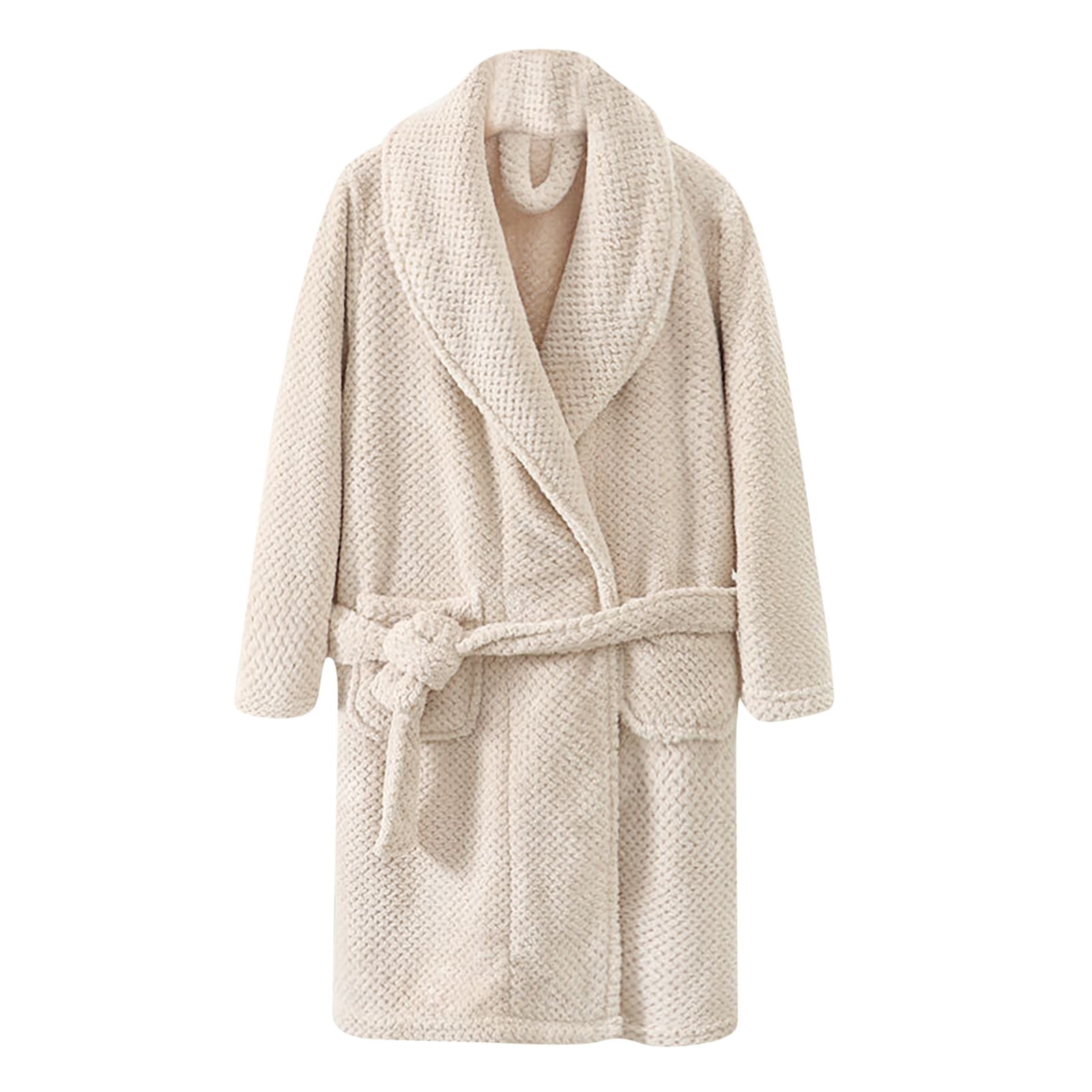 Boys Girls Flannle Hooded Robes Winter Warm Soft Bath Robe for Kids Solid Color Comfot Fuzzy Home Bathrobe for Gifts 4-15 Years