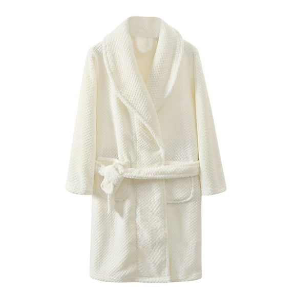 OGLCCG Boys Girls Flannle Hooded Robes Winter Warm Soft Bath Robe for Kids Solid Color Comfot Fuzzy Home Bathrobe for Gifts 4-15 Years