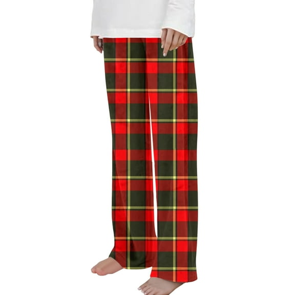 OGLCCG Boys Girls Plaid Pajama Pants Elastic Waist Wide Leg Fannel Plaid Pants with Pockets for Teens Baggy Xmas Holiday Longe Trousers 2-14 Years
