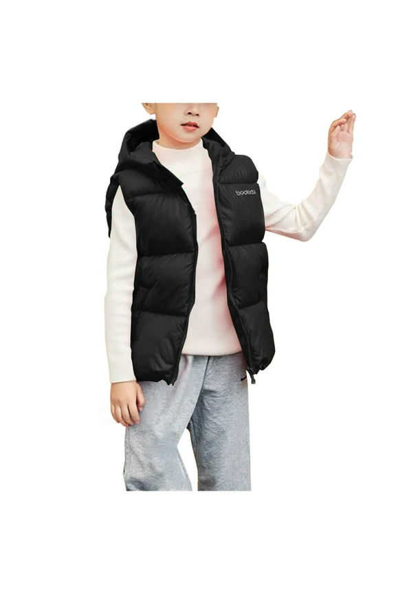 Boys Girls Puffer Vests Jacket Casual Sleeveless Stand Collar Zip Up Down Coats with Pockets Loose Fit Warm Winter Outerwear 4-15 Years