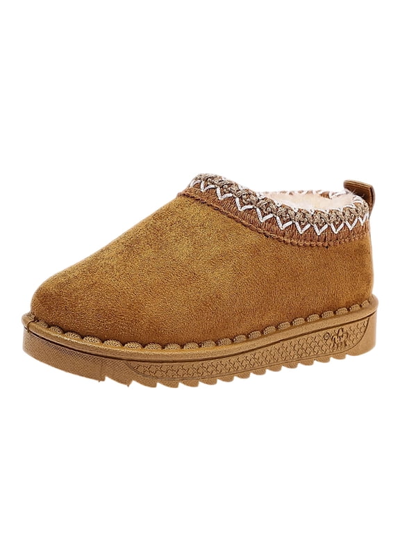 Boys Girls Slippers Platform Mini Boots Anti-Slip Short Ankle Boot Faux Fur Winter Cozy Warm House Shoes Indoor Outdoor Size 3-10