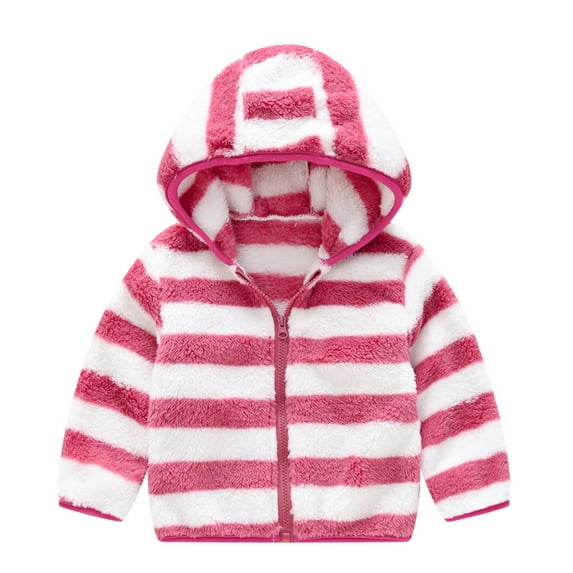 OGLCCG Boys Girls Soft Fleece Sherpa Hooded Jackets Fall Winter Lightweight Full Zip Teddy Coat Windbreaker Cozy Outerwear with Pockets 2-7Y