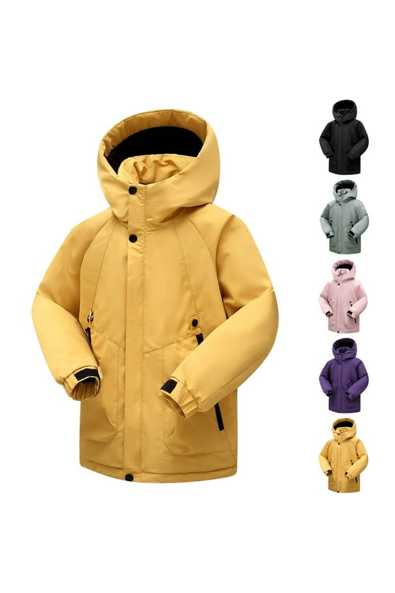 Boys Girls Waterproof Hooded Padded Coats Windproof Warm Winter Snow Coat for Teen Youth Snowboarding Rain Jacket with Pockets 7-17 Years