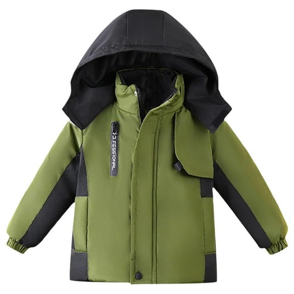 OGLCCG Boys Girls Waterproof Ski Jacket Winter Warm Fleece Lined Snow Windproof Jackets with Pockets Removable Hood Ski Coat for Toddler 3-7 Years