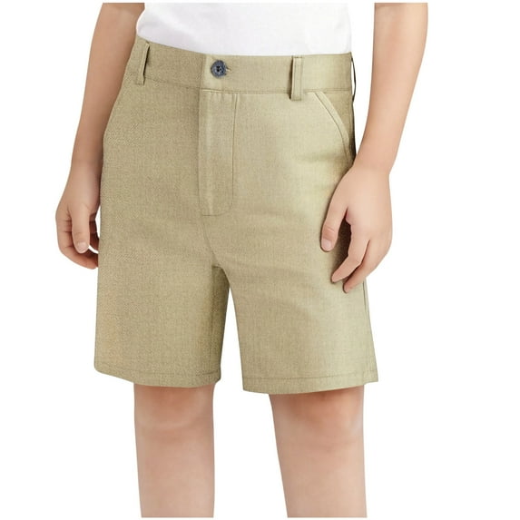 OGLCCG Boys Golf Shorts Kids School Uniform Flat Front Dress Short with Pockets Summer Basic Straight Leg Chino Shorts Size 3-16 Years