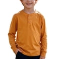 thumbnail image 1 of OGLCCG Boys Henley Shirt Long Sleeve 3 Button Crewneck Fall Tees Casual Pullover Top for School(Yellow,7-8 Years), 1 of 8